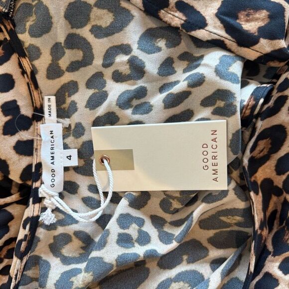NWT Good American Georgette Wrap Leopard Bodysuit - Picture 7 of 8